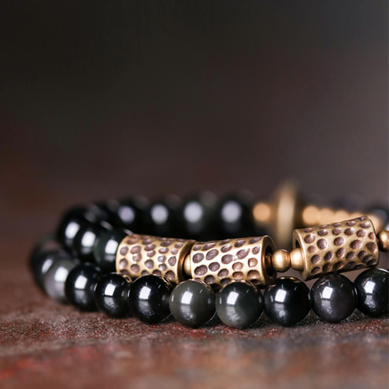 Wear FengShui Rainbow Obsidian Copper Love Double Wrap Bracelet