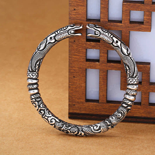 Wear FengShui Dragon Head Carved Luck Bracelet Bangle