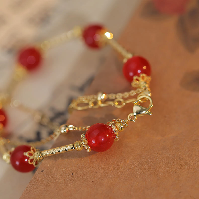Wear FengShui Red Agate Fu Character Charm Self-acceptance Bracelet