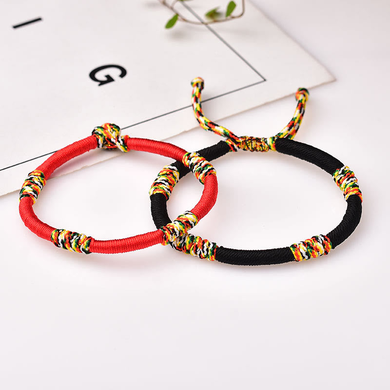 Wear FengShui Tibetan Handmade Colorful King Kong Knot Lucky Protection Braid String Bracelet