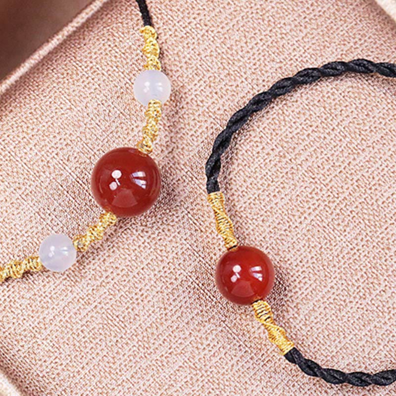Wear FengShui Natural Red Agate Chalcedony Self-acceptance Confidence String Bead Bracelet Necklace Pendant