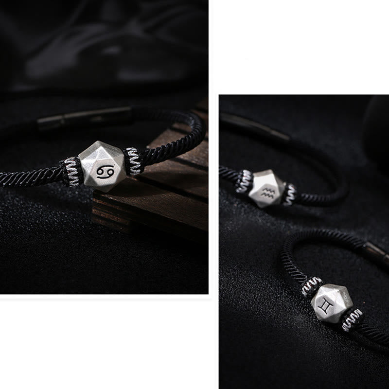 Wear FengShui 999 Sterling Silver 12 Constellations of the Zodiac Protection Handmade String Bracelet