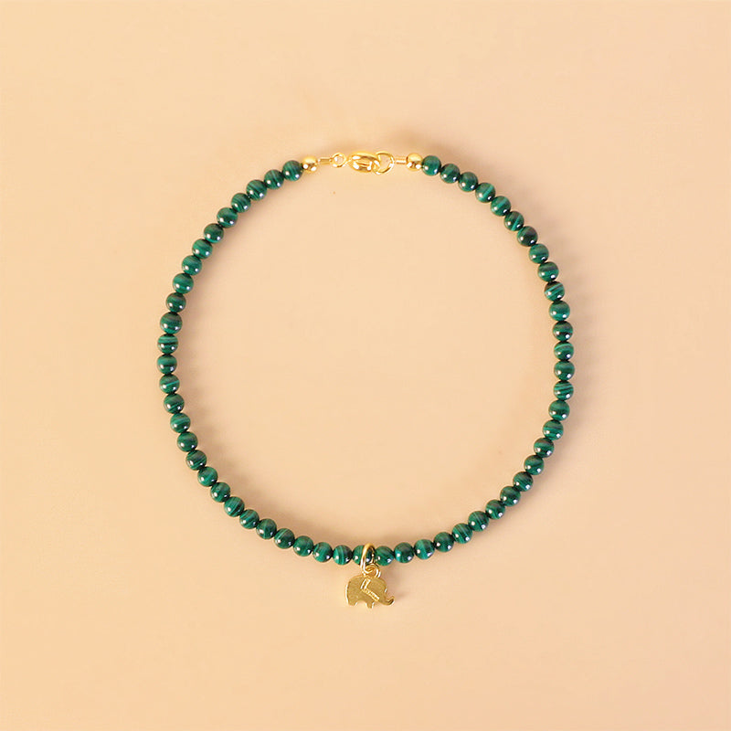 Wear FengShui Natural Malachite Elephant Anti-Anxiety Charm Bracelet