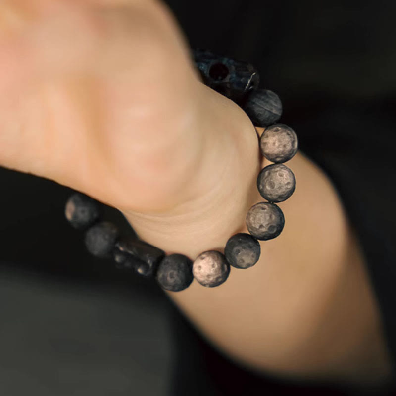 Wear FengShui Silver Sheen Obsidian Ebony Wood Soothing Bracelet
