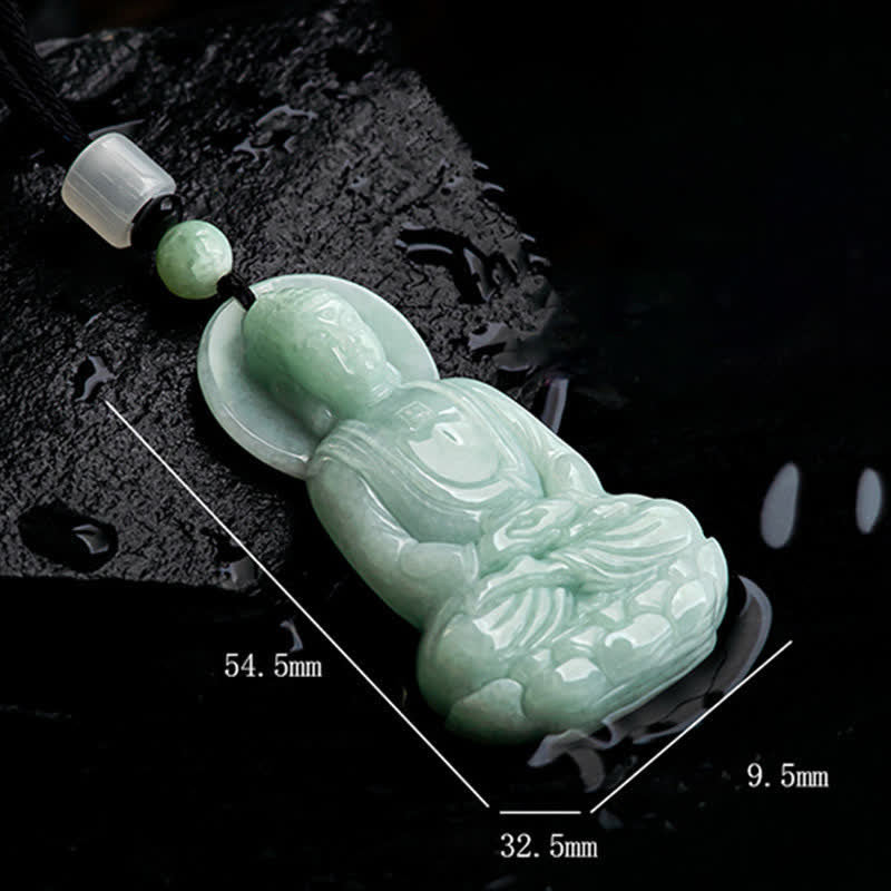 Wear FengShui Amitabha Buddha Jade Amulet Compassion String Necklace
