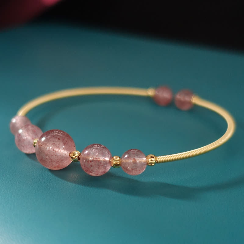 Wear FengShui Natural Strawberry Quartz Love Healing Bracelet Bangle