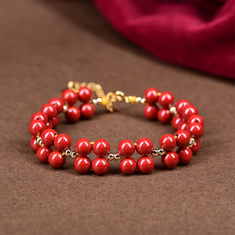 Wear FengShui Natural Cinnabar Beaded Blessing Bracelet