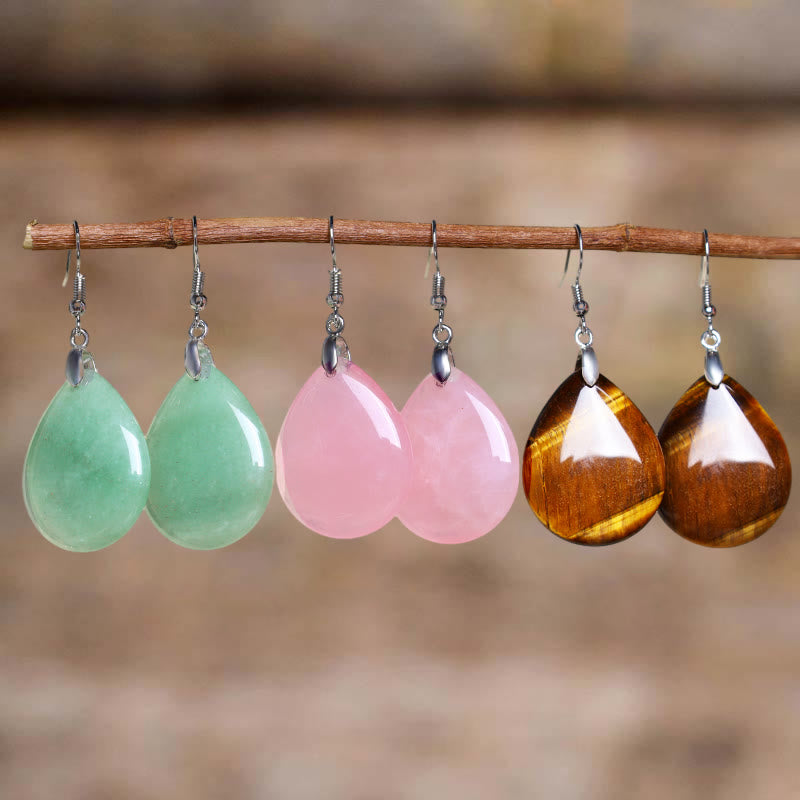 Wear FengShui Natural Aventurine Dangle Healing Drop Earrings