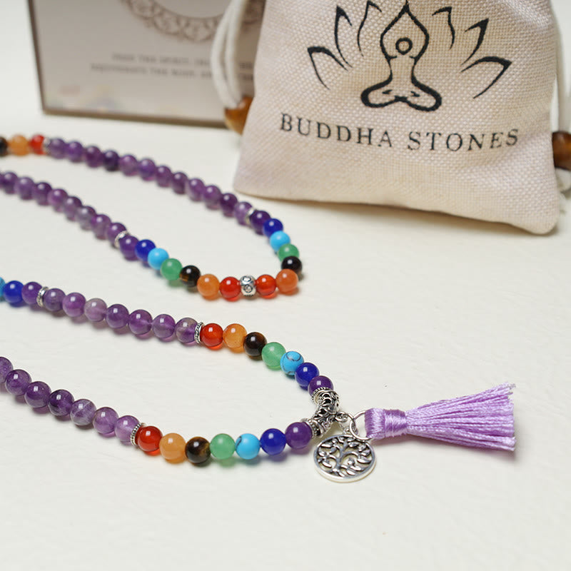 Wear FengShui Healing Crystal Mala Prayer Beads 108 Meditation Healing Multilayer Bracelet Necklace