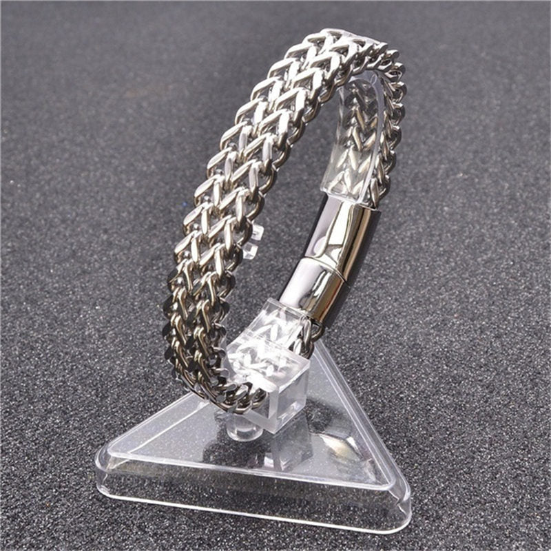 Wear FengShui Fish Scale Magnetic Buckle Titanium Steel Balance Bracelet Bangle