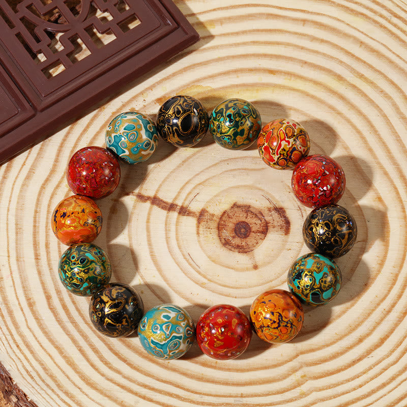 Wear FengShui Natural Multicolored Lacquer Beads Calm Bracelet