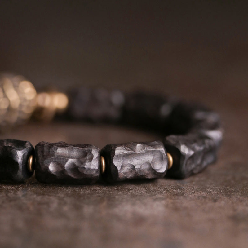 Wear FengShui Ebony Wood Copper Balance Protection Couple Bracelet