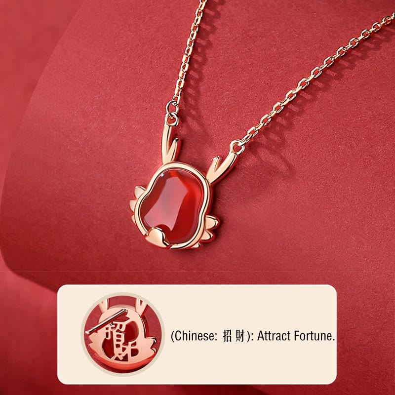 ❗❗❗A Flash Sale- Wear FengShui 925 Sterling Silver Year of the Dragon Natural Red Agate Dragon Attract Fortune Fu Character Strength Bracelet Necklace Pendant Earrings