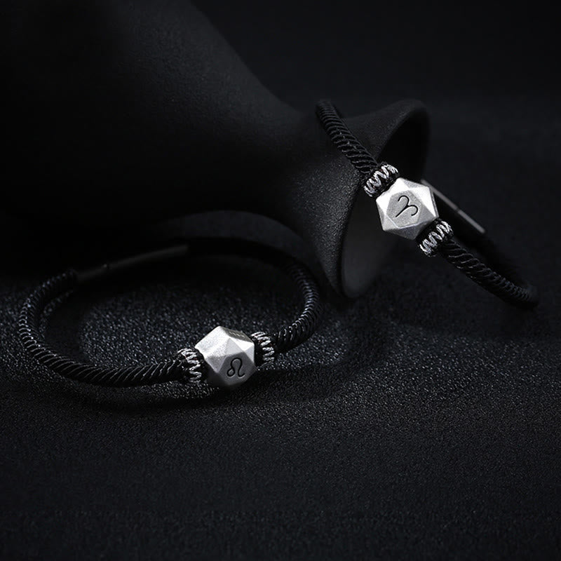 Wear FengShui 999 Sterling Silver 12 Constellations of the Zodiac Protection Handmade String Bracelet