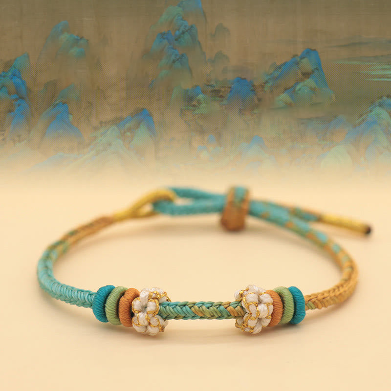 Wear FengShui Handmade Eight Thread Peace Knot Peach Blossom Knot Luck Rope Braided Bracelet
