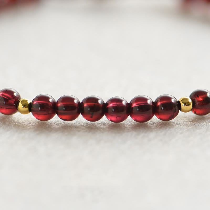 Wear FengShui Natural Garnet Golden Beads Stability Bracelet