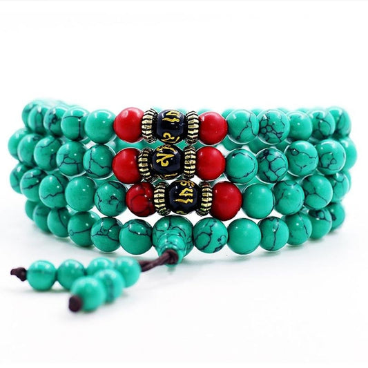 Wear FengShui Tibetan Turquoise Purification Necklace Mala