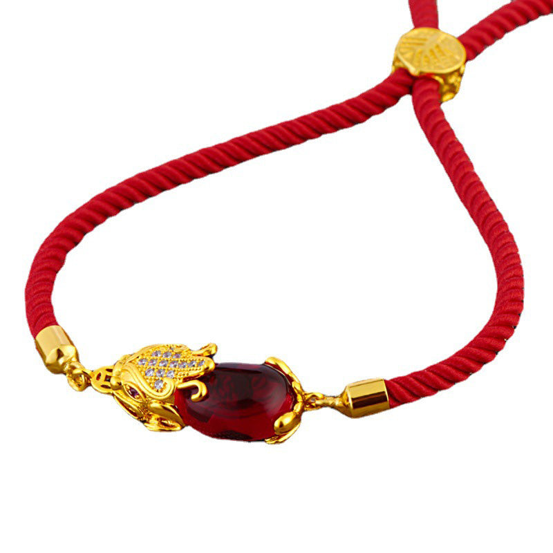 Wear FengShui Wealth Attractor Red Agate Pixiu Red String Bracelet