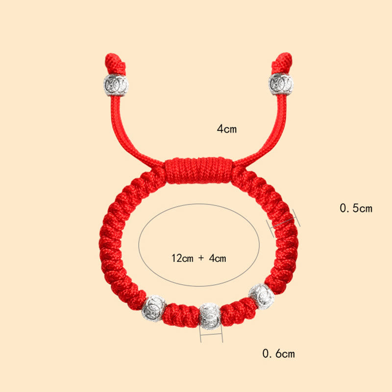Wear FengShui 925 Sterling Silver King Kong Knot Multicolored Red String Strength Handmade Braided Kids Child Bracelet