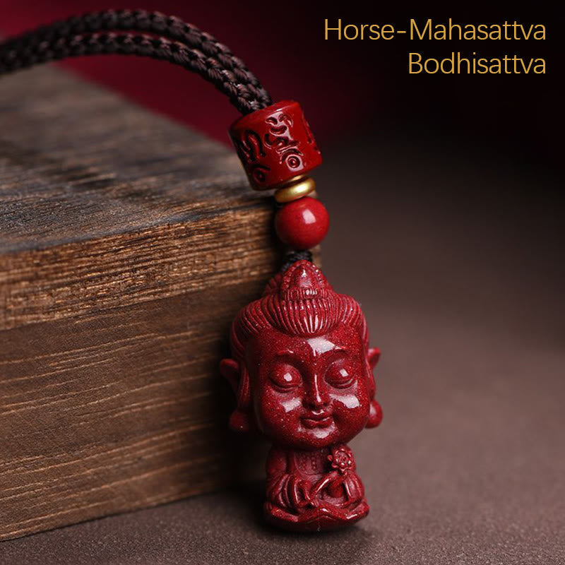 Wear FengShui Chinese Zodiac Natal Buddha Natural Cinnabar Amulet Keep Away Evil Spirits Necklace Pendant