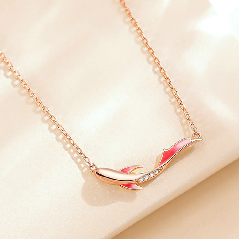 Wear FengShui 925 Sterling Silver Koi Fish Luck Zircon Prosperity Necklace Pendant