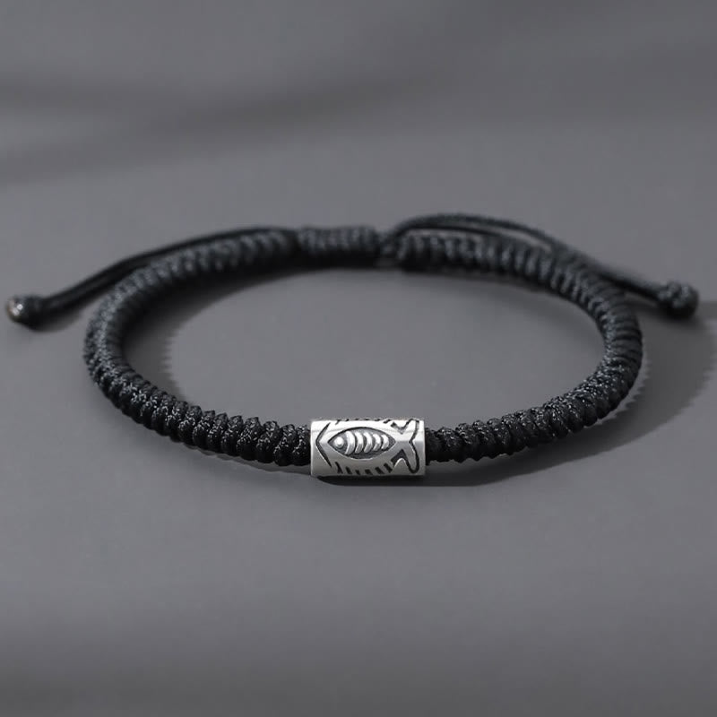 Wear FengShui Tibet Koi Fish Wealth Black String Bracelet