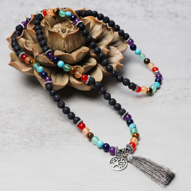Wear FengShui Healing Crystal Mala Prayer Beads 108 Meditation Healing Multilayer Bracelet Necklace