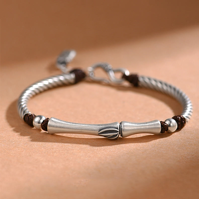 Wear FengShui 999 Sterling Silver Bamboo Pattern Cicada Luck Wealth Bracelet
