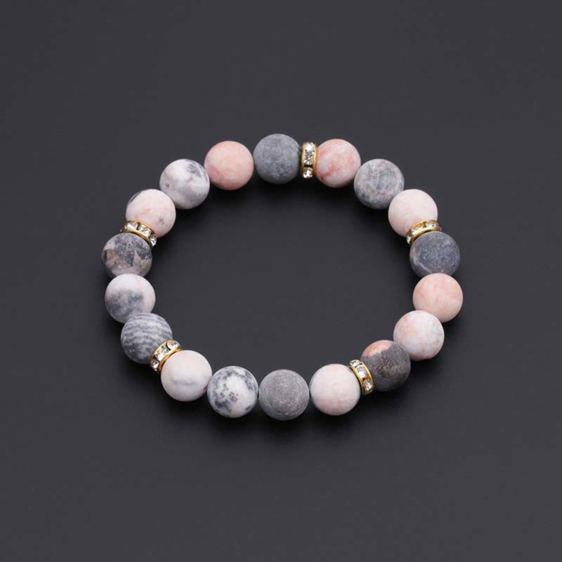 Wear FengShui Anxiety Stress Healing Crystal Zebra Jasper Bead Bracelet