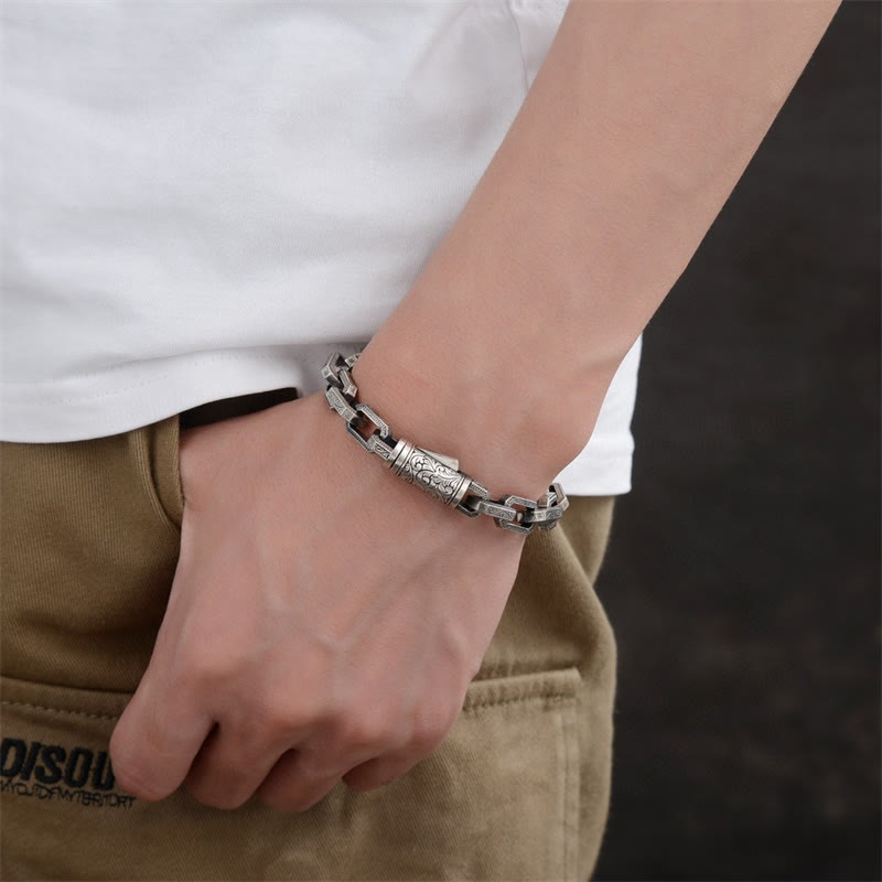 Wear FengShui Vintage Tang Dynasty Flower Design Engraved Luck Energy Bracelet