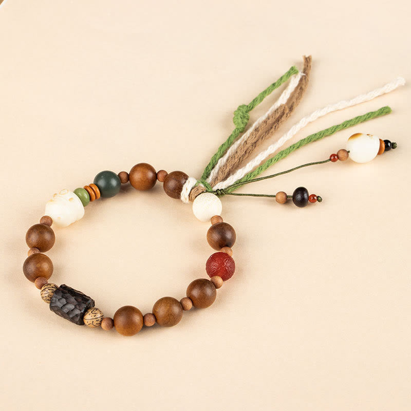 Wear FengShui Lightning Strike Wood Bodhi Seed Cat Paw Claw Auspiciousness Protection Tassel Bracelet