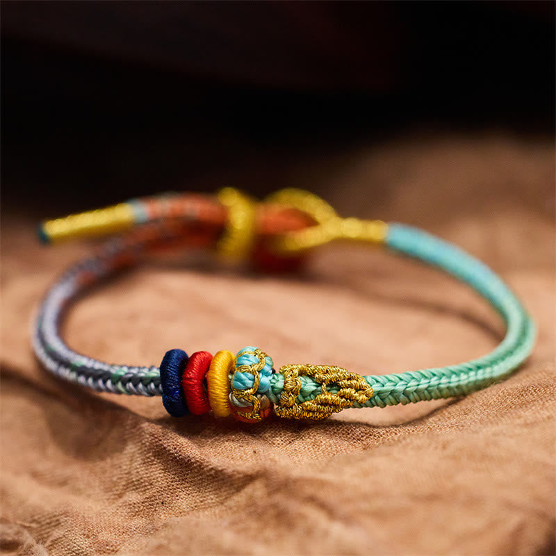 Wear FengShui Colorful Rope Eight Thread Peace Knot Luck Handmade Bracelet