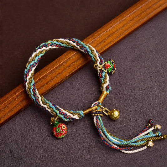 Wear FengShui Handmade Gold Swallowing Beast Family Healing Reincarnation Knot Braid Bracelet