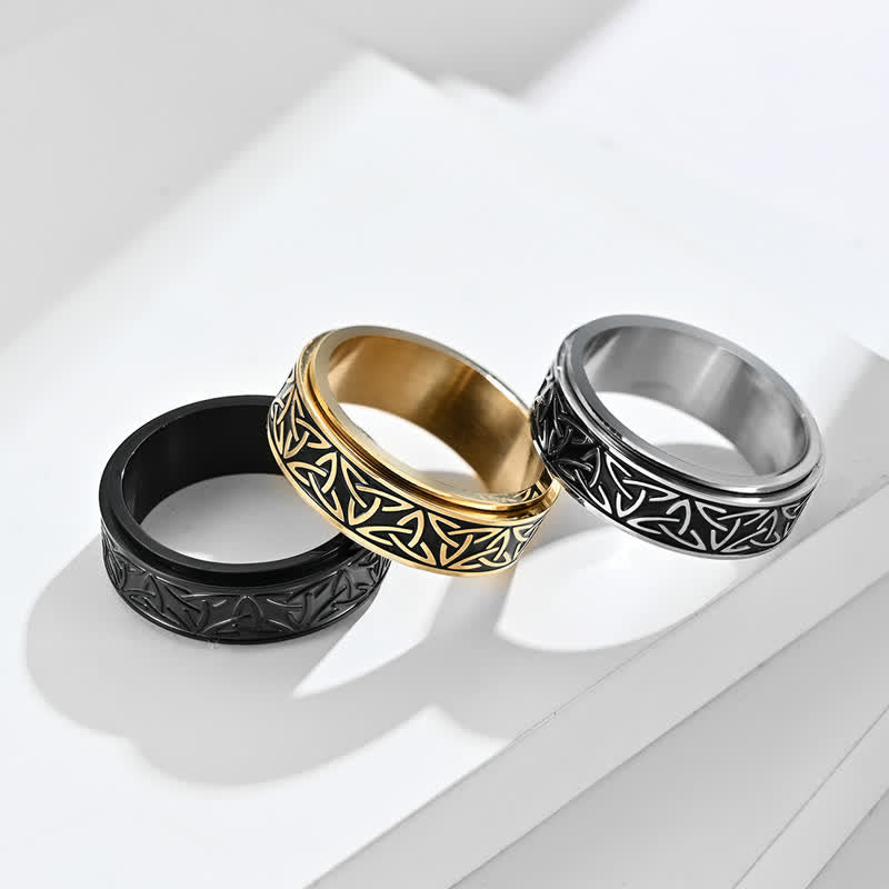 Wear FengShui  Triangle Knot Triquetra Titanium Steel Calm Rotatable Ring