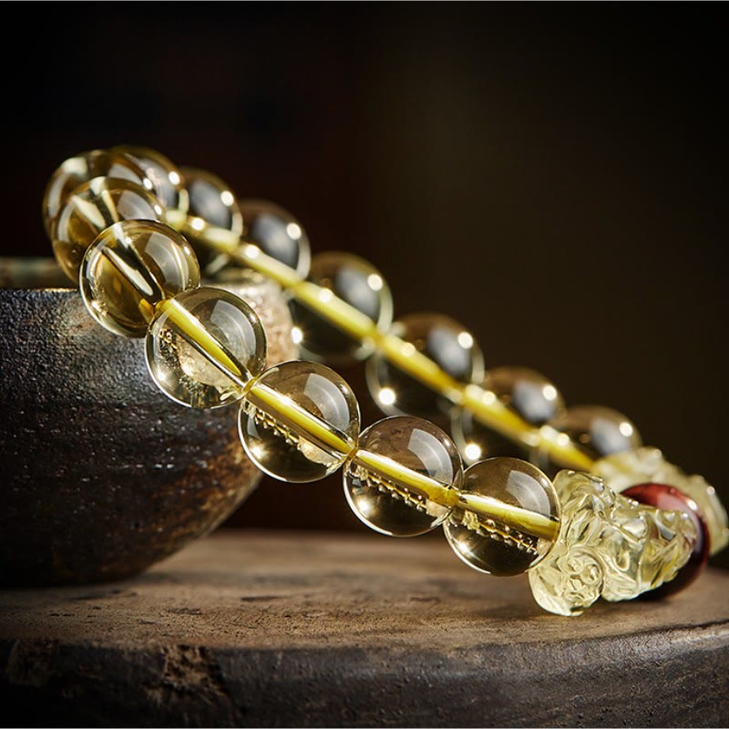 Wear FengShui Natural Citrine Double PiXiu Tiger Eye Prosperity Protection Bracelet