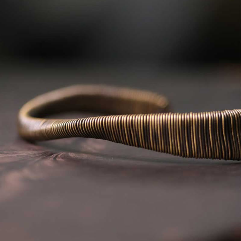 Wear FengShui Simple Design Wrapped Brass Copper Luck Wealth Adjustable Cuff Bracelet