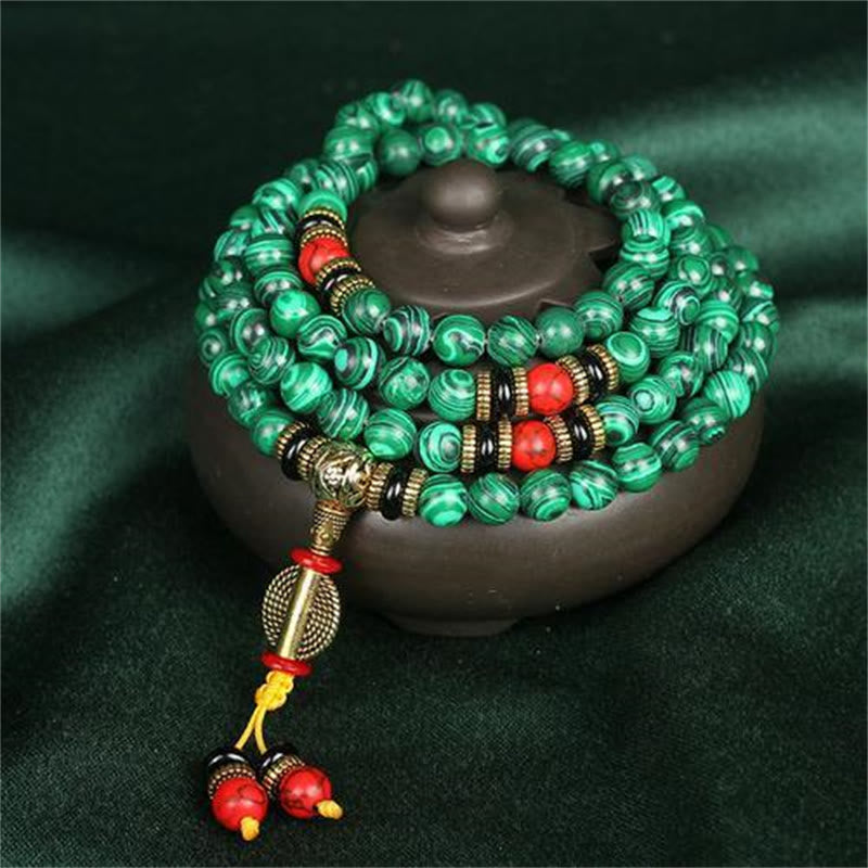 Wear FengShui Tibetan 108 Mala Malachite Beads Bracelet Necklace