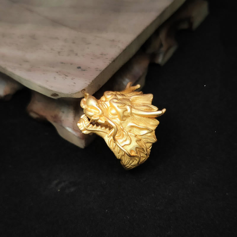 Wear FengShui Golden Dragon Luck Protection Ring