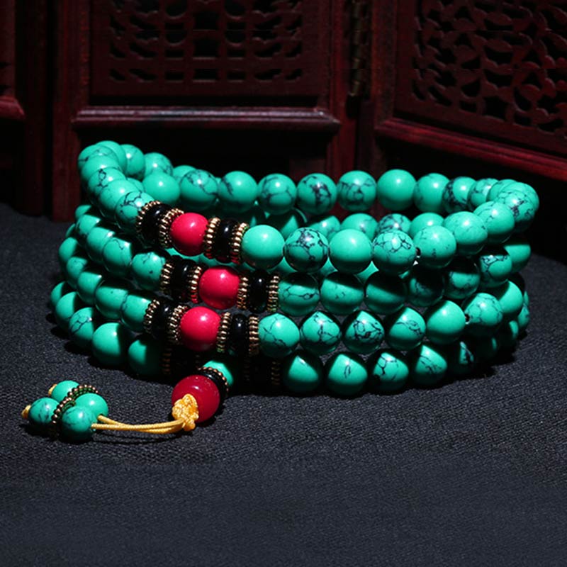 Wear FengShui Tibetan Turquoise Healing Mala Bracelet