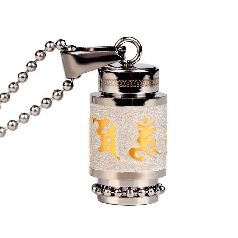 Wear FengShui Tibet Om Mani Padme Hum Shurangama Mantra Titanium Steel Wisdom Amulet Necklace Pendant