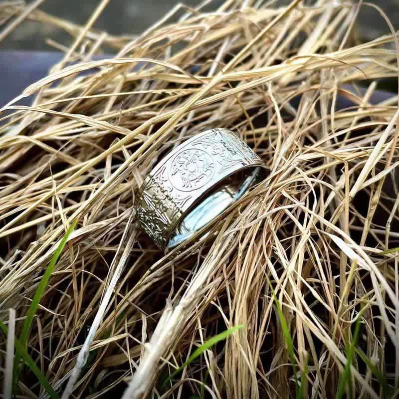 Wear FengShui Four Guardian Beast Dragon White Tiger Suzaku Basalt Carved Success Luck Ring