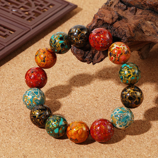 Wear FengShui Natural Multicolored Lacquer Beads Calm Bracelet