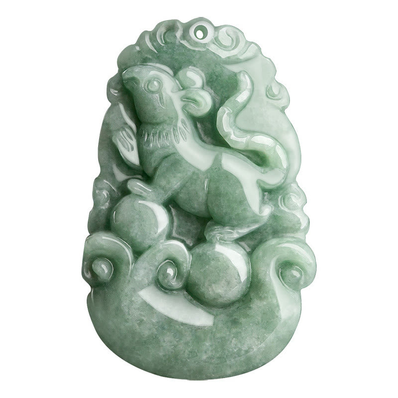 Wear FengShui Natural Green Jade 12 Chinese Zodiac Luck Prosperity Necklace Pendant