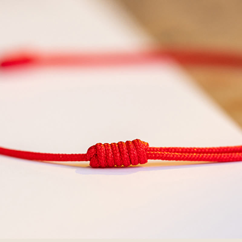 Wear FengShui Four Leaf Clover Cinnabar Blessing Calm String Bracelet Anklet