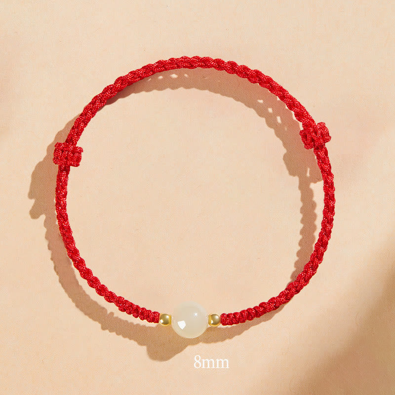 Wear FengShui Handcrafted Round Jade Lucky Bead Prosperity Braided Bracelet