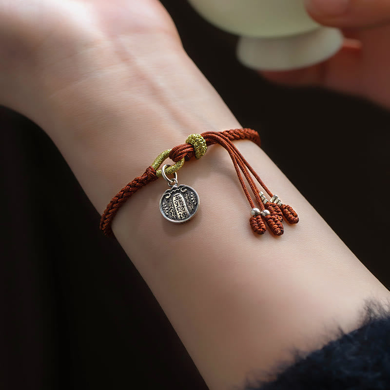 Wear FengShui Handmade 925 Sterling Silver Five Directions Gods of Wealth Luck Protection String Braid Bracelet