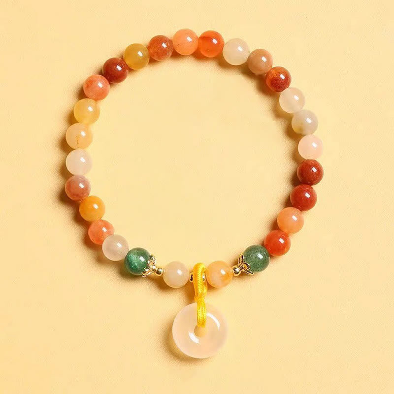 Wear FengShui 14K Gold Plated Colorful Golden Silk Jade Peace Buckle Wealth Bracelet