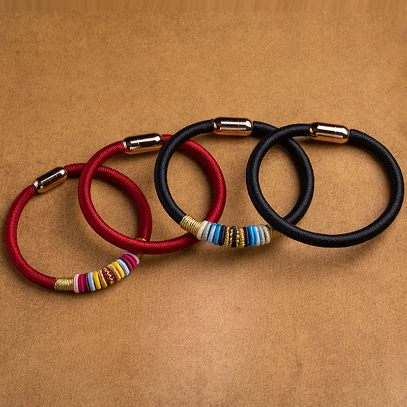 Wear FengShui Tibetan Handmade King Kong Knot Protection Magnetic Buckle Braided Bracelet