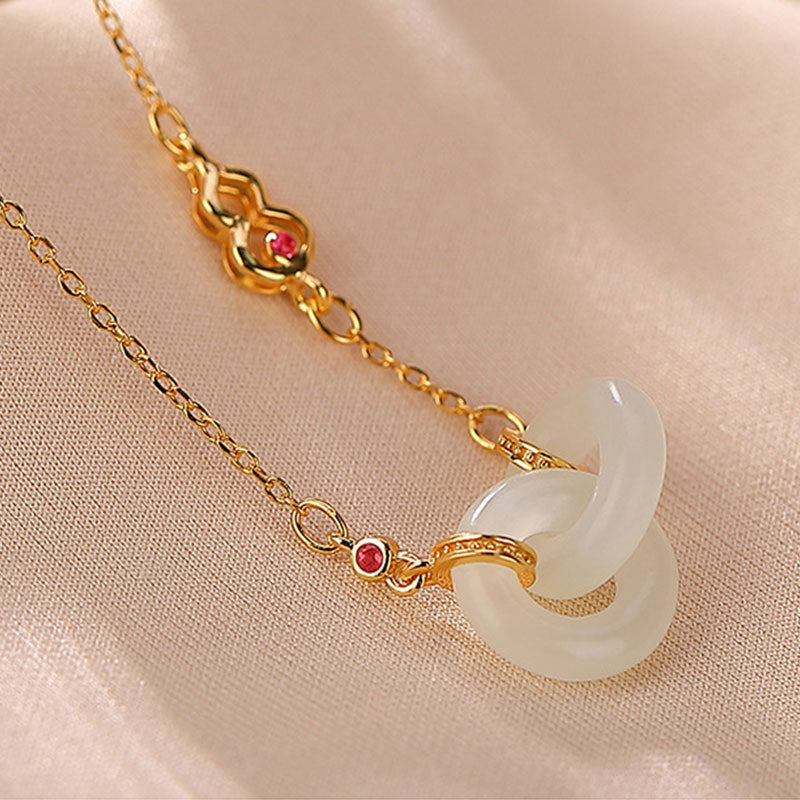 Wear FengShui 925 Sterling Silver Round Jade Luck Prosperity Necklace Chain Pendant