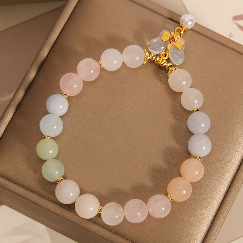 Wear FengShui Natural Morganite Confidence Butterfly Charm Bracelet